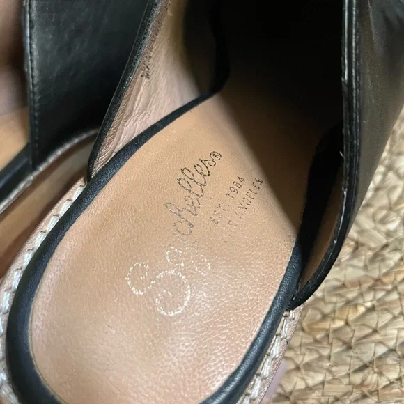 Seychelles Black Leather Mules with Brown Heel - Picture 2 of 4